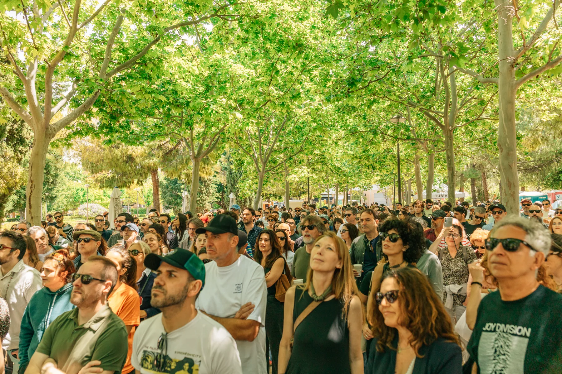 Público reunido bajo los árboles durante Serialparc